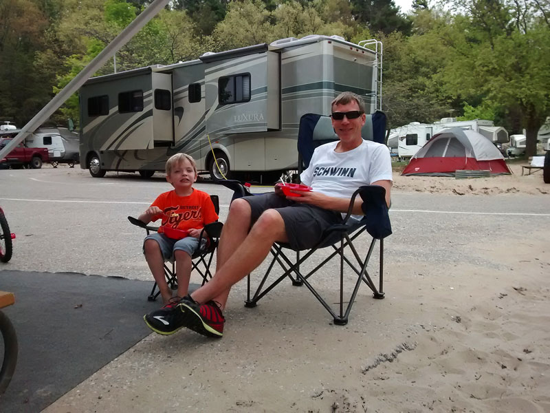 breakfast at our campsite at mears state park